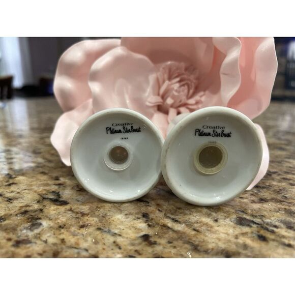 Creative Salt & Pepper Shaker Platinum Star Burst Fine China Japan 1014 Atomic - Picture 7 of 9